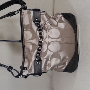 COPY - COACH SIGNITURE PRINT LEATHER AND CANVAS CROSSBODY BAG BFPM-08-093